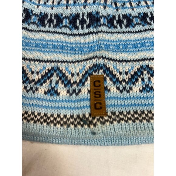 Vtg Columbia Winter Pom Beanie Unisex One Size Hat Beanie Cap Blue Wool Blend - Picture 3 of 7